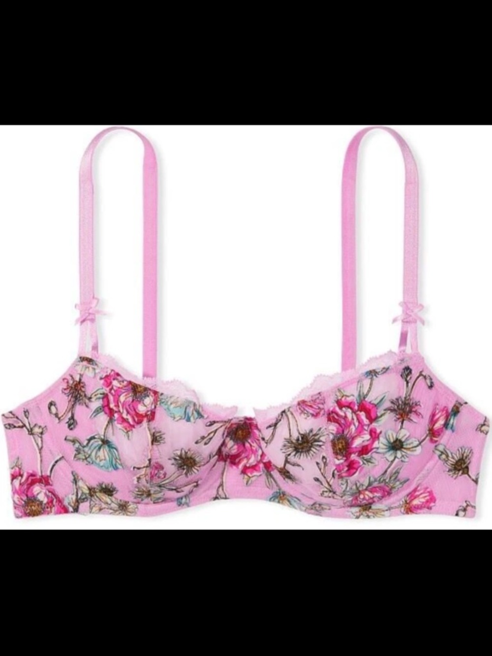 Victoria's Secret Pink Floral Unlined Balconette Bra 32C